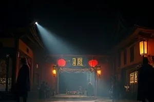 夜市尽头电影封面，收摊前的夜市灯串与折叠桌椅